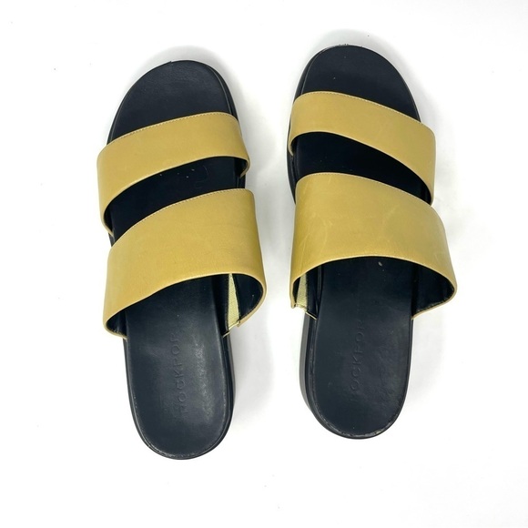 Rockport Chunky Light Olive Double Strap Leather Sandals Size 9 - Picture 6 of 10